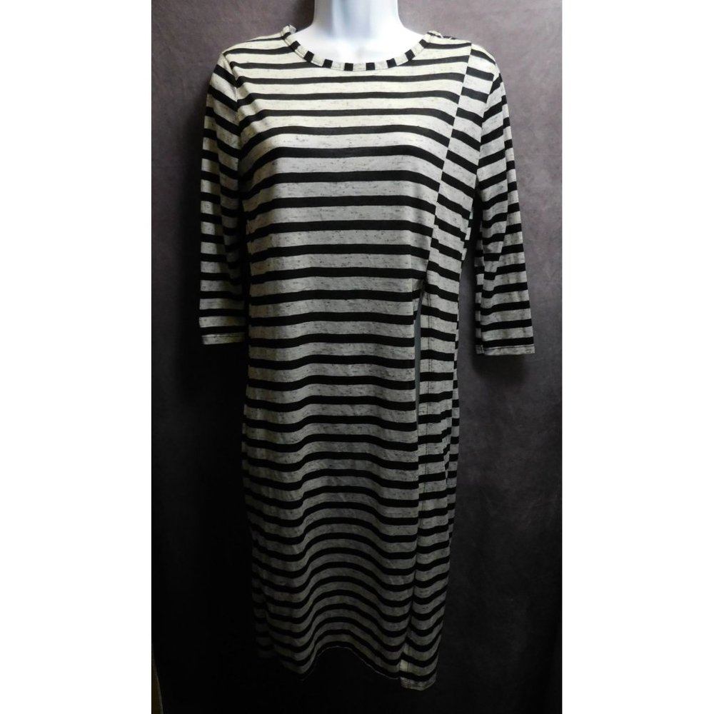 Love By Chesley Striped Midi Length Slit Shirt